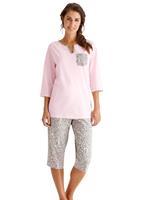 Your look for less! Capri-pyjama, roze/grijs geprint