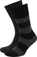 Tommy Hilfiger Socken "Rugby Sock", 2er-Pack, geringelt, uni, für Herren, 200 black