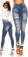 cosmodacollection Sexy High Waist Skinny Jeans used look w. print Jeansblue