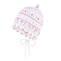 maximo Girl s Beanie Nicky pluche wol wit-bordeaux