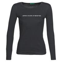Benetton, T-shirt Mit Langen Ärmeln Und Logo,  Schwarz, Damen