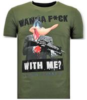 Local Fanatic Exclusieve T-shirt Mannen - Shooting Duck Gun - Groen
