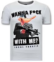Local Fanatic Coole T-shirt Heren - Shooting Duck Gun - Wit