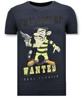 Local Fanatic T-Shirt Heren Opdruk - The Chief Wanted - Blauw