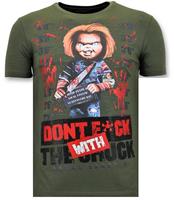 Local Fanatic Stoere T-shirt Mannen - Bloody Chucky Angry Print - Groen