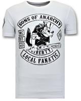 Local Fanatic Exclusieve Heren T shirt met Print - Sons of Anarchy MC - Wit
