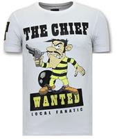 Local Fanatic Exclusieve T-Shirt Mannen Print - The Chief Wanted - Wit