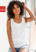 Lascana Tanktop met leuke bladprint en cut-out in de nek (Set van 2)