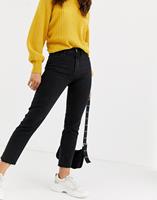 only Regular-fit jeans met rechte pijpen en onafgewerkte zoom-Zwart