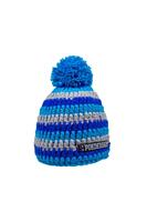 Korte muts met pompon - grijs/blauw