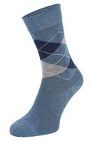Boru Bamboe sokken met ruiten motief-Jeans-35/38