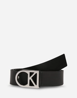 Calvin Klein, Ck Logo Gürtel Leder in schwarz, Gürtel für Damen
