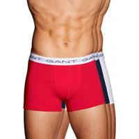 GANT Herren Boxer Shorts Trunk 3er Pack - Baumwolle, Weiß/Rot/Marineblau