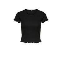 Only T-Shirt, Kurzarm, gerippt, Rundhals, für Damen, schwarz