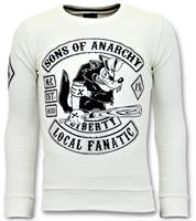 Local Fanatic Rhinestones sweater sons of anarchy trui wit