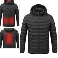 USB verwarmde slimme constante temperatuur capuchon warme jas voor mannen en vrouwen (kleur: zwart maat: l)
