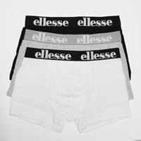 ellesse Herren Boxer Shorts HALI, 3er Pack - Fashion Trunks, Logo, Cotton Stretch, schwarz / grau