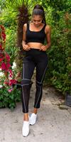 cosmodacollection Trendy hoge taille leggings met neondetails grijs