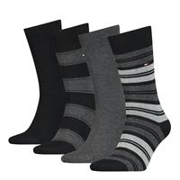 Tommy Hilfiger Socken "Striptin Giftbox", Streifen, 4er-Pack, für Herren, schwarz/grau