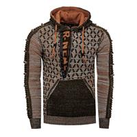 Rusty Neal Contrasterende grof gebreide hoodie met 1/2 rits