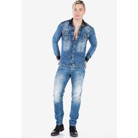 CIPO & BAXX Jeanshemd Langarmhemden blau Herren 