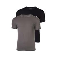 Emporio Armani stretch 2P O-hals shirts zwart && grijs - S