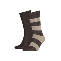 Tommy Hilfiger Herren Socken, 2er Pack - Rugby Sock, Strümpfe, Streifen, uni/gestreift Socken braun Herren 