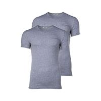 Herren T-Shirt, 2er Pack - BIPACK, Unterhemd, Rundhals, Cotton Stretch Unterhemden grau Herren 