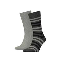 2er Pack TOMMY HILFIGER Duo Stripe Socken Herren 758 - middle grey melange
