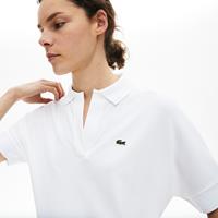 Lacoste Loose Fit Damen Lacoste Poloshirt aus geschmeidigem Piqué - Weiß 