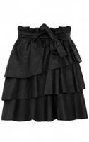 Leren Ruffle Rok Zwart