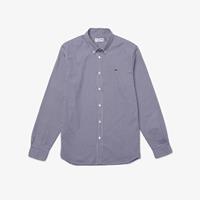 lacoste Regular Fit Herren-Hemd aus Premium-Baumwolle mit Karos - Weiß / Navy Blau 