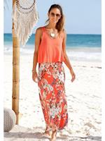 Beachwear Maxikleid Sommerkleider koralle Damen 