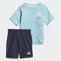 Adidas performance Baby Set T-Shirt + Sweatshorts BOS SUM für Jungen, Organic Cotton blau Junge 