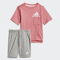 Adidas performance Baby Set T-Shirt + Sweatshorts BOS SUM für Mädchen, Organic Cotton rosa/weiß Mädchen 