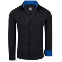 Rusty Neal heren overhemd | zwart - blauw | slim fit | Italian fashion, 