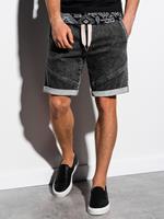 Ombre Fashion Korte broek heren jeans short met stretch | zwart | Italia, 