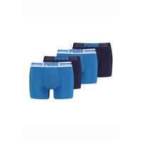 Puma Herren Boxer Shorts, 4er Pack - Placed Logo ECOM, Cotton Stretch, Everyday, Blau