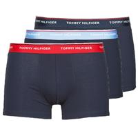 Tommy Hilfiger Men's 3 Pack Trunks with Contrast Waistband - Prim Red/Desert Sky/Moon Blue - XL