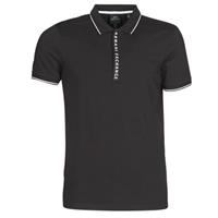 EMPORIO ARMANI Herren Poloshirt - Hidden Buttons, Cotton Stretch, Schwarz