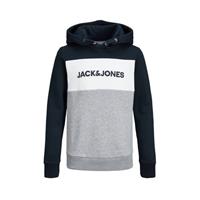 JACK & JONES JUNIOR hoodie Logo met logo donkerblauw/grijs melange/wit