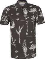 No-Excess Poloshirt Pique Blumen Schwarz - GrÃ¶ÃŸe L