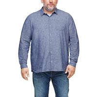 S.Oliver Regular: Hemd aus Leinenmix Langarmhemden blau Herren 