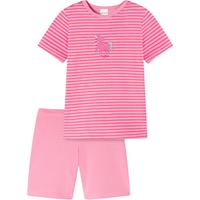 Schiesser Pyjama kort organic cotton streepjes paard roze - Nightwear