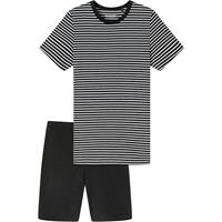 Schiesser Pyjama kort biokatoen streepjes zwart - Nightwear