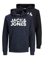 JACK & JONES 2-pack Logo Hoodie Heren Zwart