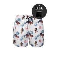 Muchachomalo zwemshort + gratis boxershort met all over print wit/zwart/roze