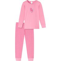 Schiesser Pyjama lang organic cotton boordjes paard streepjes roze - Nightwear