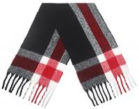 CWI sjaal Geruit dames 190 x 48 cm polyester zwart/wit/rood