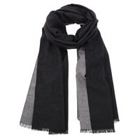Superzachte brede sjaal of omslagdoek van bamboe WuWen - zwart/grijs